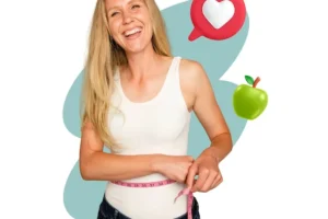 Kobieta mierząca uda taśmą miarową